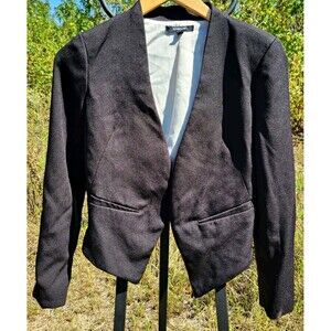 Evenuel Women's Black Twill Blazer Jacket Open Front Size S
